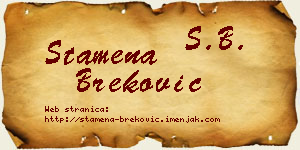 Stamena Breković vizit kartica